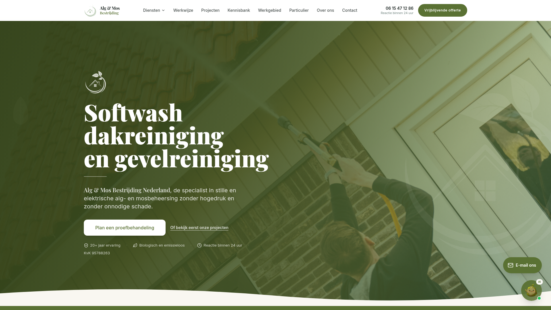 Website ontwerp voor Alg & Mos Bestrijding — Dak- & gevelreiniging uit Nederland