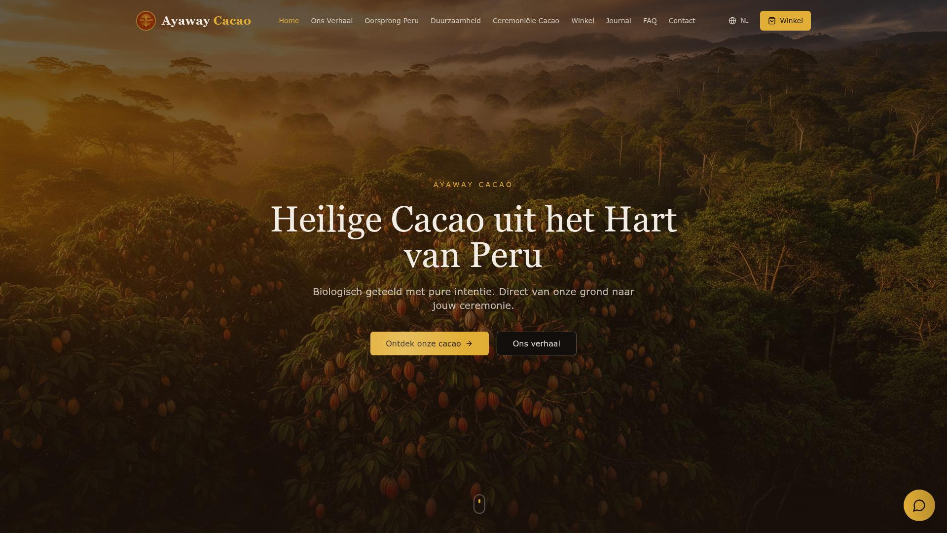 Website ontwerp voor Ayaway Cacao — Merkverhaal & Webshop uit Peru → NL