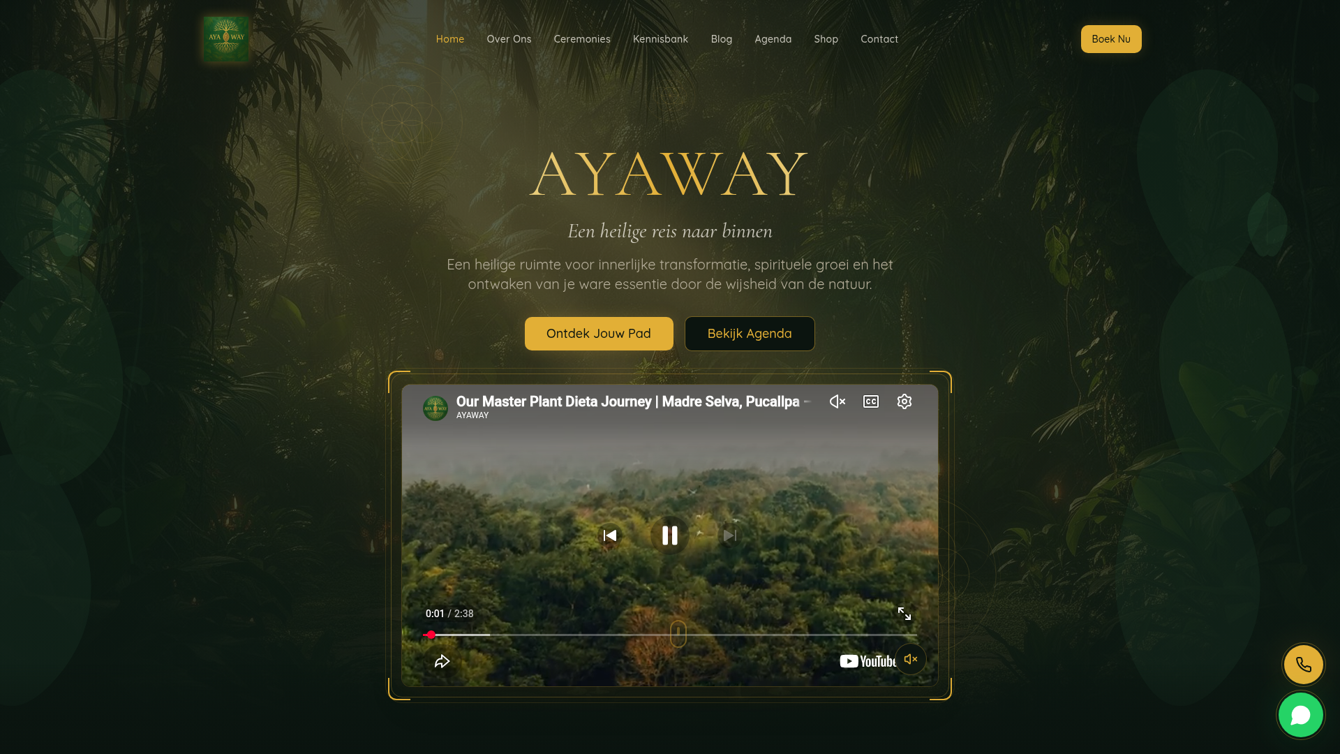 Website ontwerp voor Ayaway Ceremonies — Spiritueel platform uit NL/EN